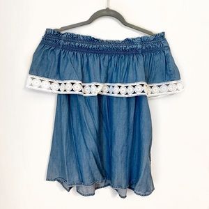 Denim off the shoulder top